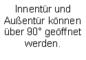 Textfeld: Innentür und
Außentür können
über 90° geöffnet
werden.